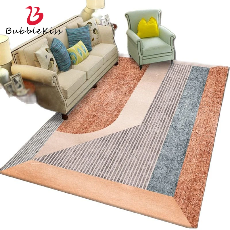 Bubble Kiss Soft Carpet Nordic Style Orange Series Floor Rugs For Bedroom Custom Simple Geometric Print Living Room Area Carpets