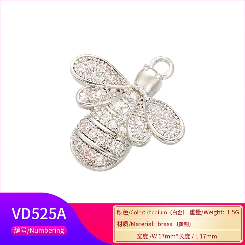 ZHUKOU Exquisite Crystal Bee Animal Pendant for Women\'s Necklace Earrings Jewelry Accessories model:VD525
