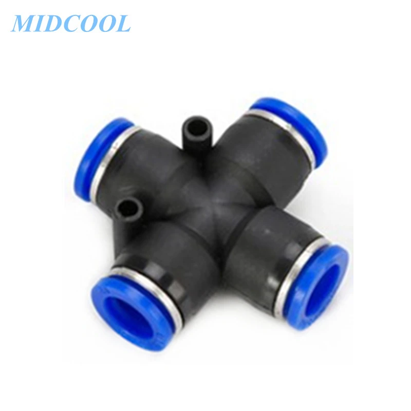 10pcs One-Touch Fitting PZ Series PZ4 PZ6 PZ8 PZ10 PZ12 Tube-tube Type Cross Black Plastic