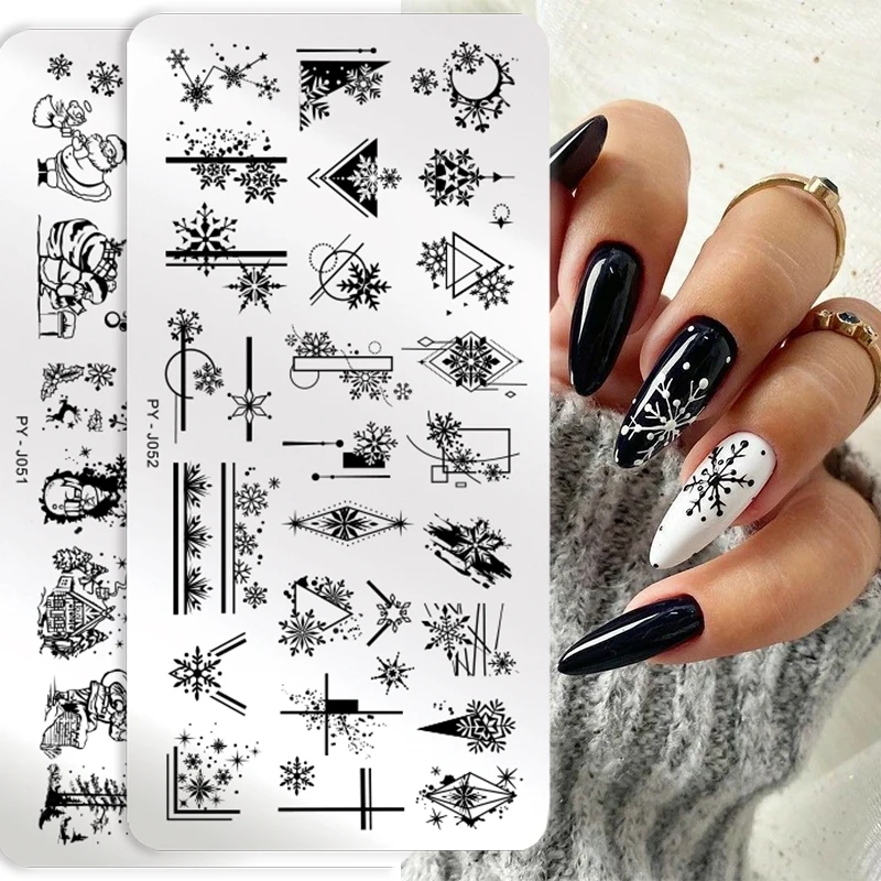 PICT YOU Christmas Nail Stamping Plates Xmas Snowflake Festival Pattern Nail Art Image Plates Nail Printing Stencil Templates