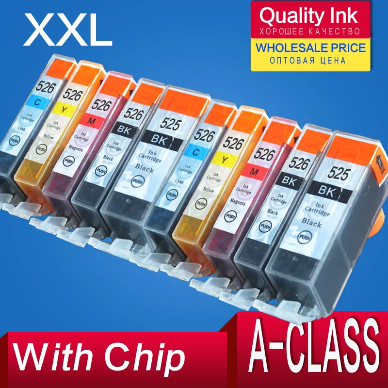 6COLOR For Canon MG 6150 6250 Ink Cartridge High Capacity Printer PGI525