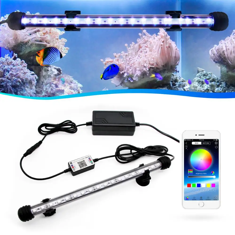 Zhongji 19CM-59CM Aquarium LED Lighting Bluetooth APP Remote Control RGB Waterproof Fish Tank Lights Lamp For Aquarium Plants