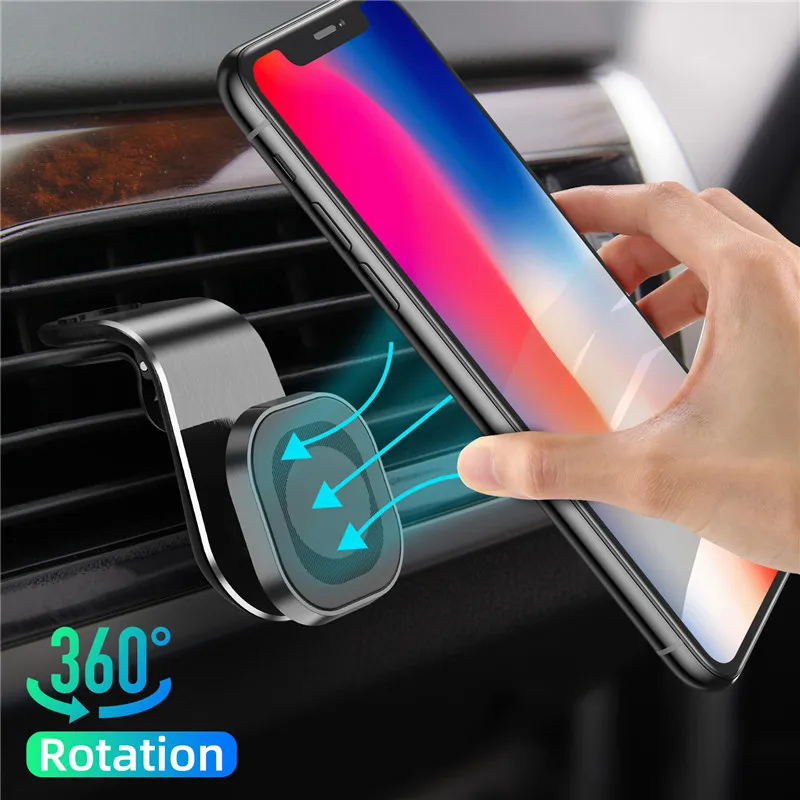 Support de téléphone magnétique universel pour voiture, support de téléphone portable en métal, grille d'aération rotative à 360 degrés, support GPS, Xiaomi, Samsung