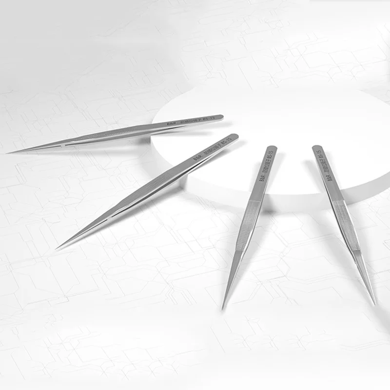 Pinzas de precisión de acero inoxidable para reparación de teléfonos, micropinzas Ultra puntiagudas de 147mm, antidesajuste, Chip IC