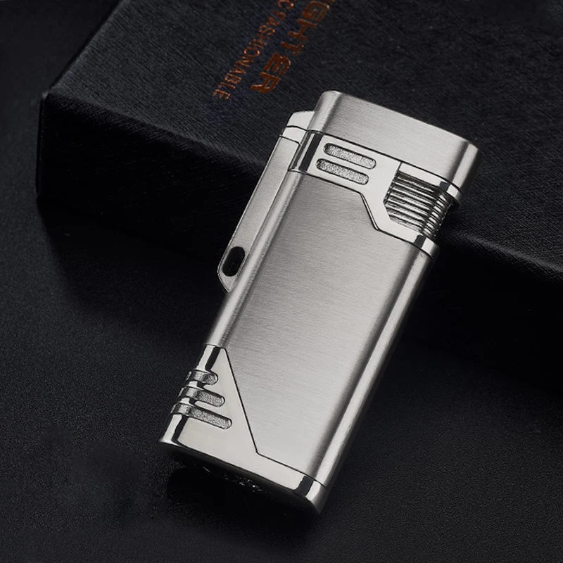 NEW Unusual Torch Double Flame Cigarette Lighter Small Spray Gun Windproof Gas Metal Lighters Cigar Butane camping Lighter