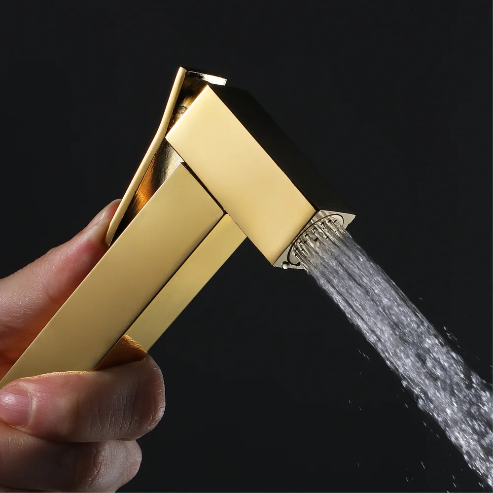 Hand Held Bidet Sprayer Gold Brass Douche Toilet Hand Held Toilet Shattaf Shower Head Copper Sprayer