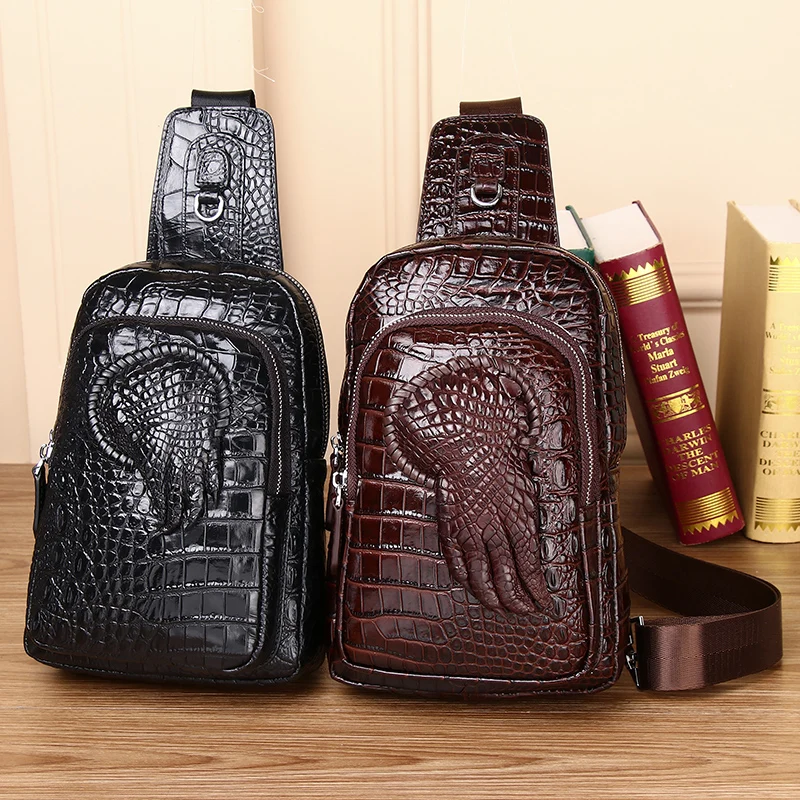 

New alligator claw man bag chest bag high-end leather men's one-shoulder bag multi-purpose Fashion Messenger bag