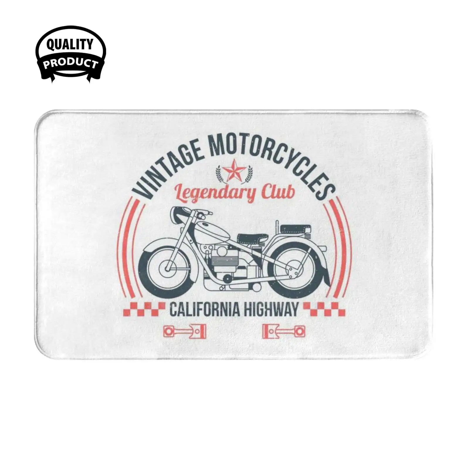 Vintage Motorcycles Legendary Club Highway Road Riders , American Funny , 21 Soft Cushion Home Carpet Door Mat Car Rug Tribal