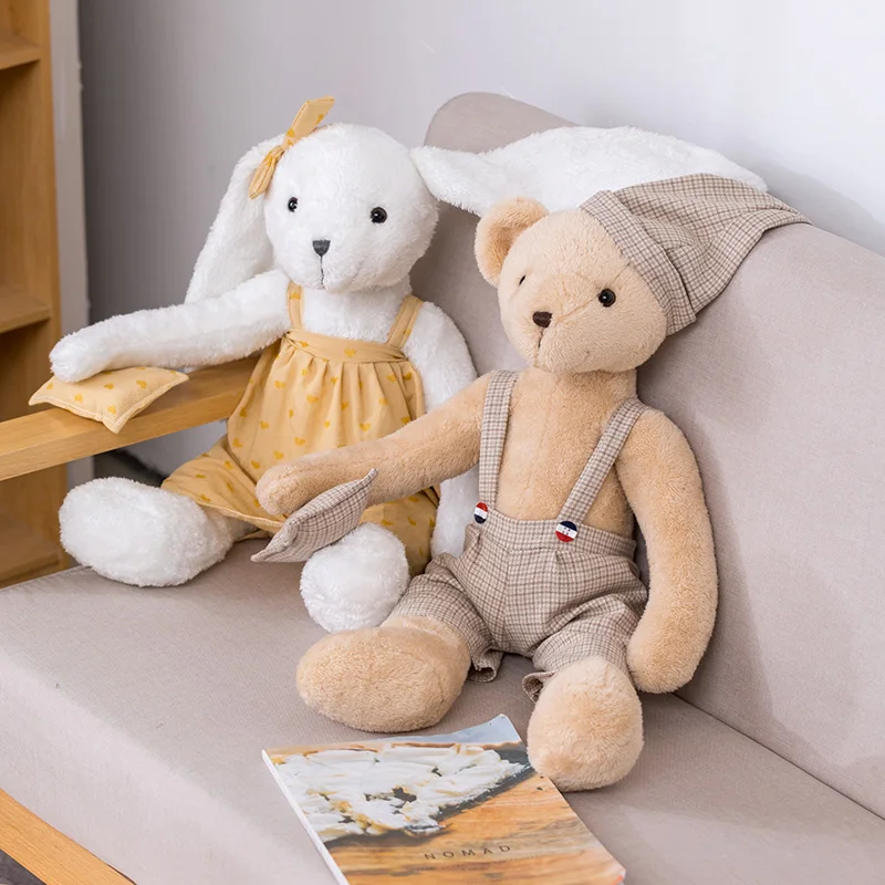 

1PC 40/60cm High Quality Toy Cartoon Pajamas Couples Teddy Bear Rabbit Plush Toys Stuffed Plush Animals Bear Doll Gift For Kids