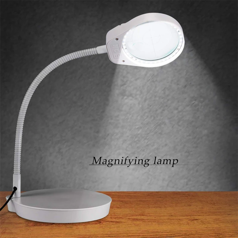 

magnifying glass lamp with flexible metal tube for elderly reading and hobbies