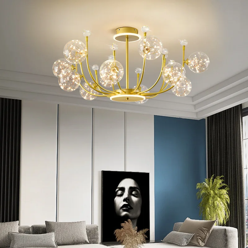 

Nordic LED Chandelier Modern Living Room Dining Kitchen Ball Ceiling Hanging Lamp For In The Hall Loft Home decor Light Fixtures