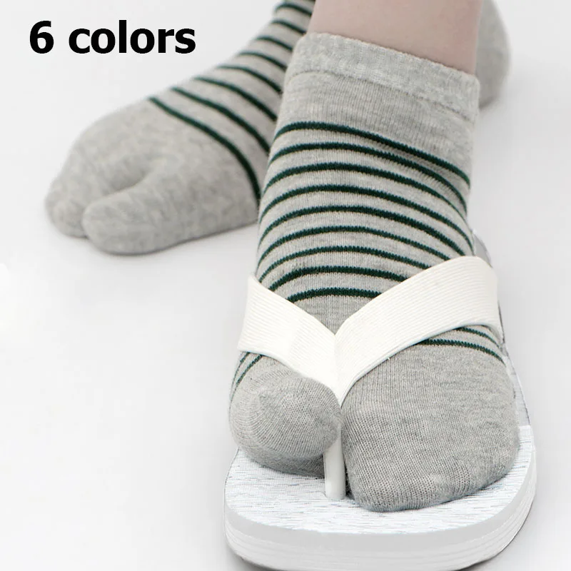 Combed Cotton Two Toed Tabi Socks Men Boys Short Striped Ankle High Hidden Liner for Sneakers Invisible Casual Run Slipper Socks