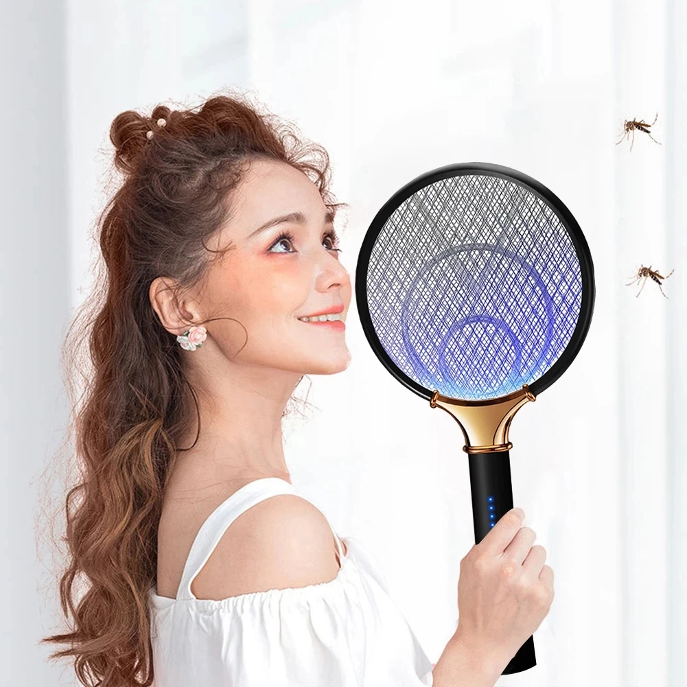 1200mAh Electric Mosquito Swatter LED Rechargeable Anti Fly Bug Zapper Killer  Trap Insect Racket Pest Control Product