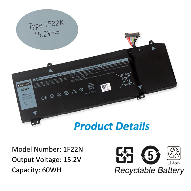 KingSener 1F22N 60WH Laptop-Akku für DELL ALIENWARE 2018 Orion M15 M17 R1 P82F P40E P79F P37E Inspiron G5 5590 G7 7590 7790