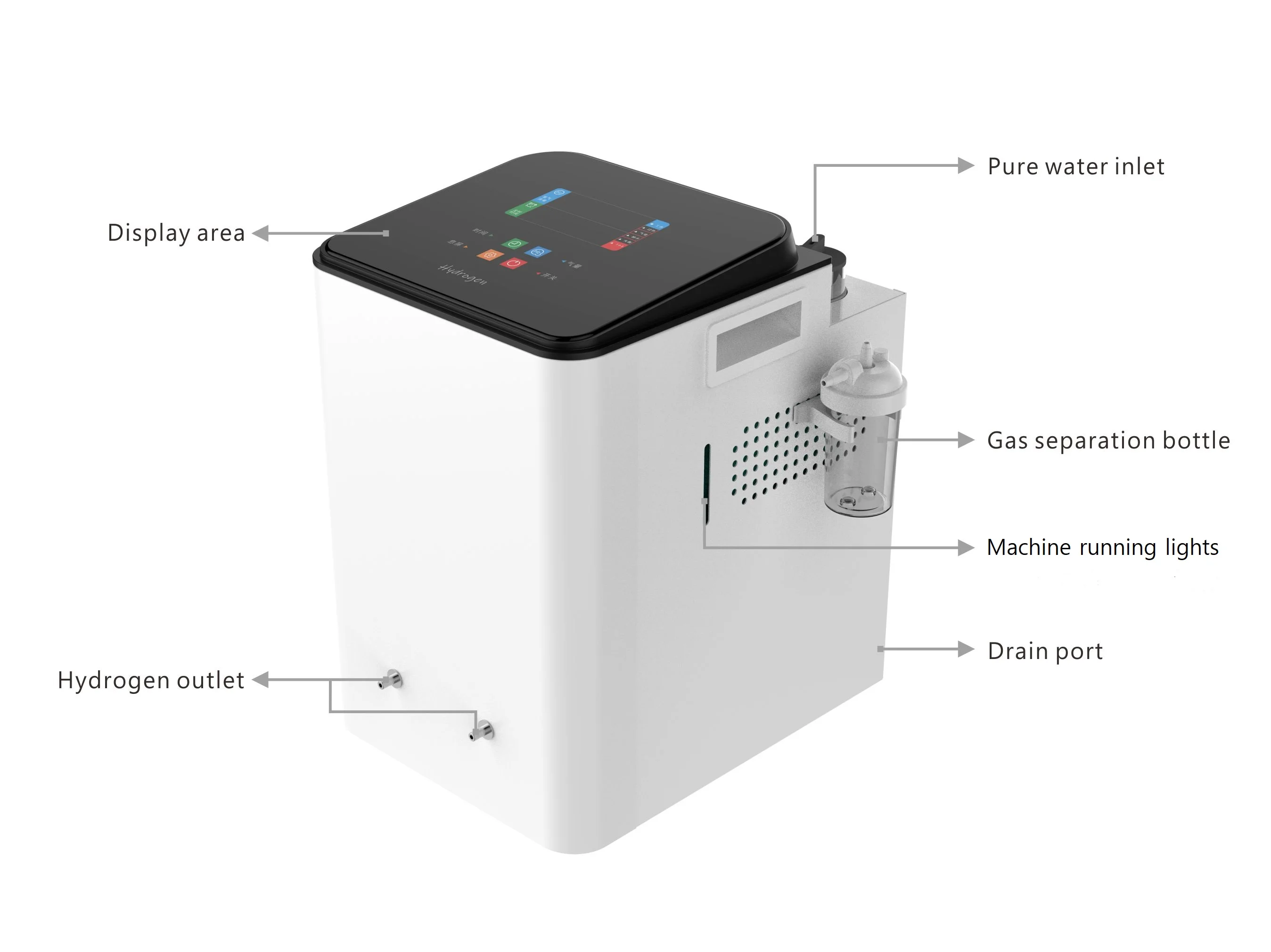 Hydrogen Generator Inhalation Machine with 600ml/Min Purity H2 Low Noise Hydrogen Water Purifier Ionizer SPE/PEM