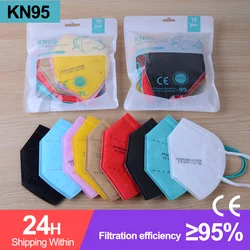 Multi Colors KN95 Masks Respirator 5-100 PCS ffp2mask Reusable Mouth Face Mask Protective Mascarillas FFP2 FPP2 Approved Black