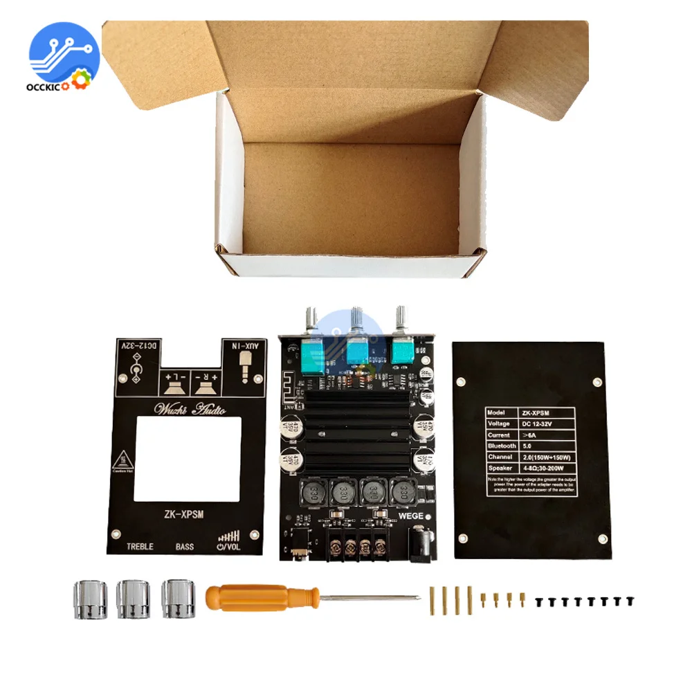 ZK-XPSM 150WX2 High and Bass Adjustment Bluetooth Audio Power Amplifier Board Module Dual Channel TDA7498E