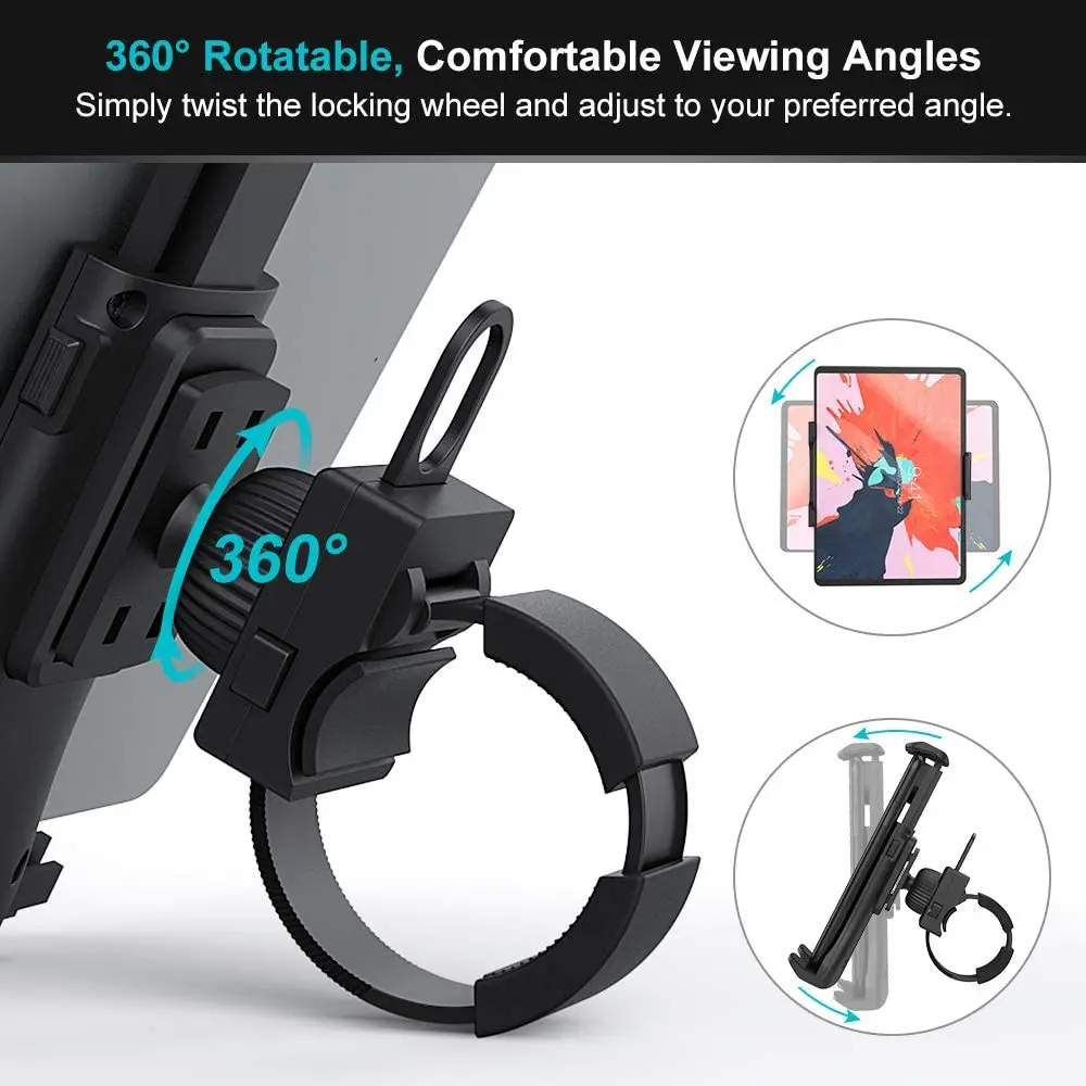 Universeller Fahrrad-Laufbandhalter, Ständer für iPad Air 4 Pro, Indoor-Fitnessstudio, Lenker, Tablet-Halterung für 10,2 bis 27,9 cm große Mobilgeräte – Detail 5
