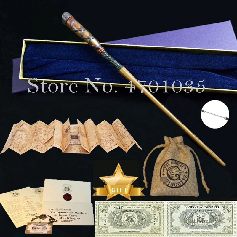 33 Kind Magic Wands with Map Letter Tickets Coins Bag With Ribbon Box