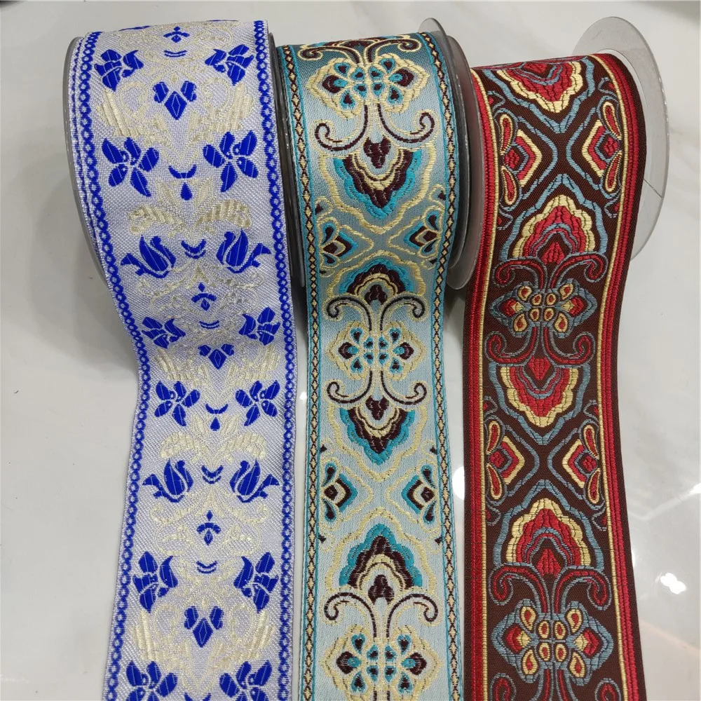 6-7cm Polyester Cotton Embroidered Webbing For Bag Straps Women Collar Lace Ribbons Trims Curtain Garment Accessories