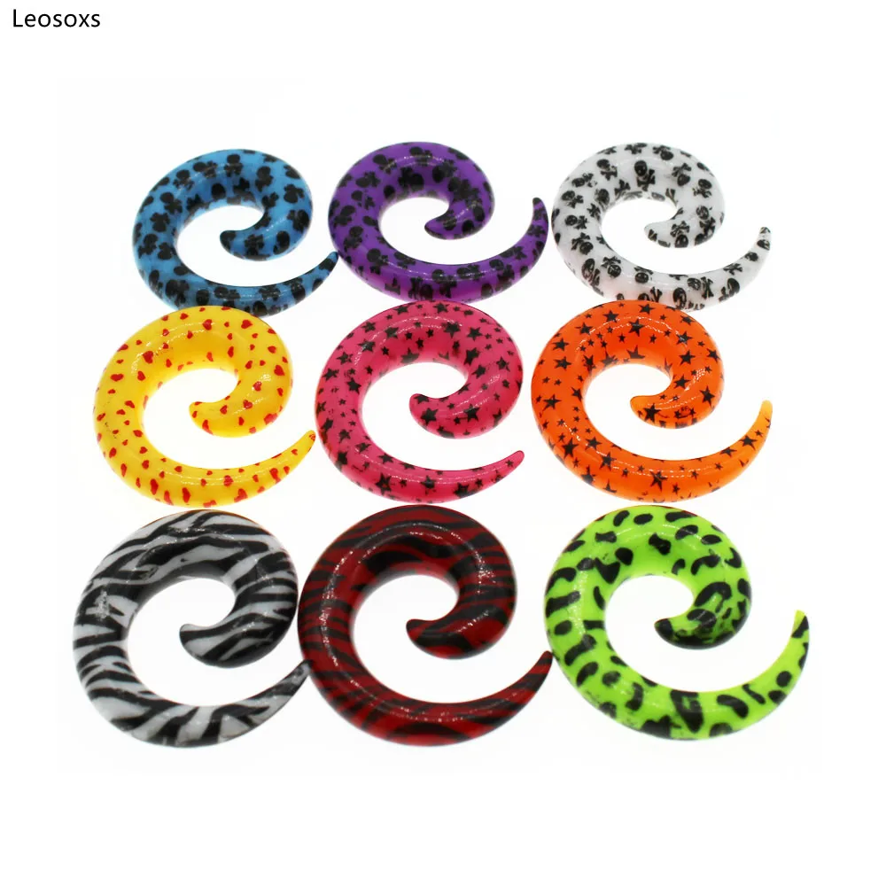 Leosoxs 9pcs Mixed Color Snail Ear Piercing European and American Alternative Jewelry