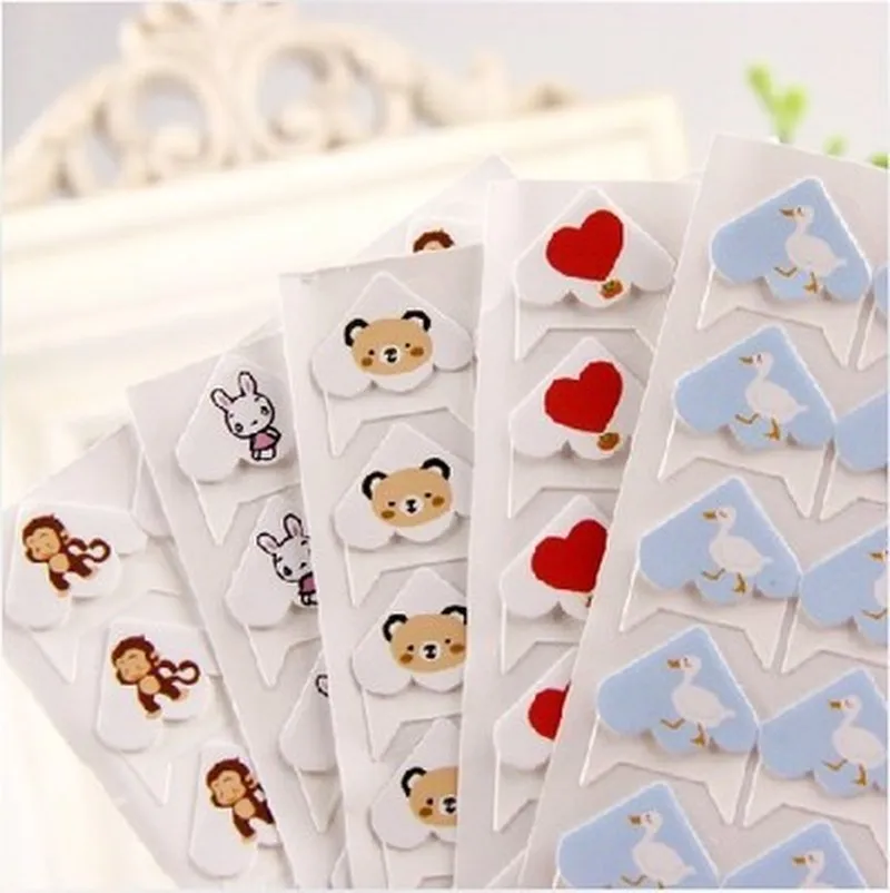 24 pcs/lot Photo Corner Stickers Cute Cartoon DIY Albums Decor Kids Baby Albums Frame Scrapbooking Decoration Self Adhesive