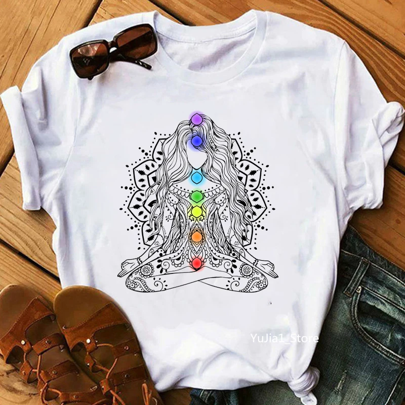 

Summer New Ladies Tops Tee Streetwear Harajuku Style Funny Woman T Shirt Kawaii Yo Ga Buddha Mandala Print Female Tshirt