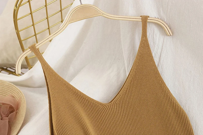 Fashion Knitted Women Dresses Elegant Solid Colid Korean Split Out Sleeveless V-Neck Party Female Dress Vestidos