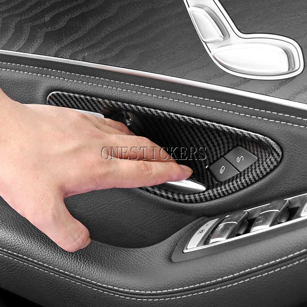 For Mercedes Benz C Class W205 E Class W213 GLC X253 2015-2021 Car Styling Accessories Door Inner Handle Bowl Cover Trim Frame