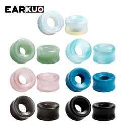 EARKUO Good Quality Hollow Stone Ear Piercing Gauges Tunnels Fashion Body Jewelry Earring Plugs Expanders For Unisex 2PCS
