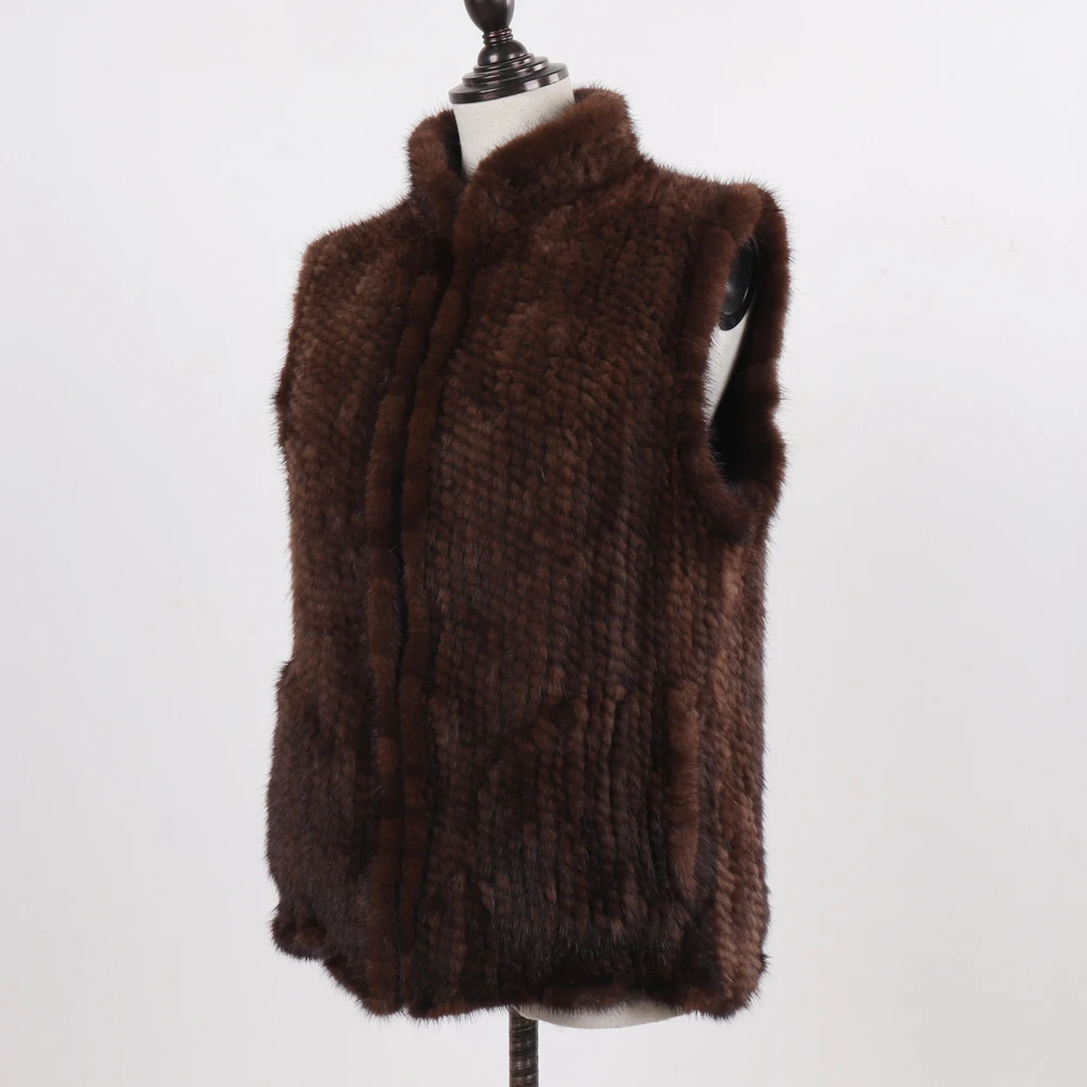 New Women Natural Warm Mink Fur Vest Autumn Winter 100% Genuine Real Mink Fur Sleeveless Jacket Lady Luxury Real Mink fur Gilet