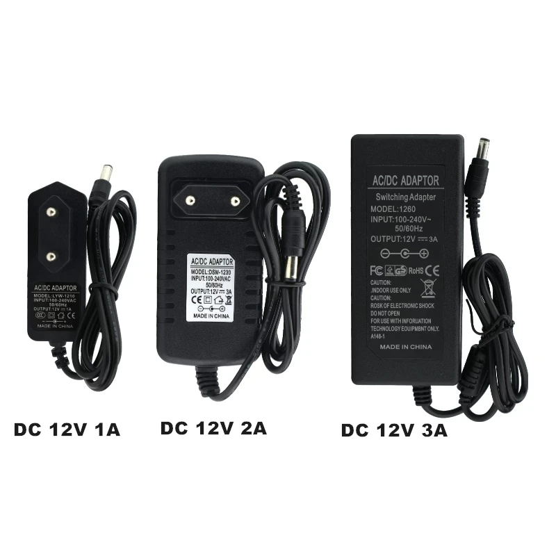 Fuente de alimentación de la cámara CCTV, adaptador de corriente del sistema de seguridad AC 100-240V a DC 12V, enchufe AU EU US UK, 12V, 1A, 2A,