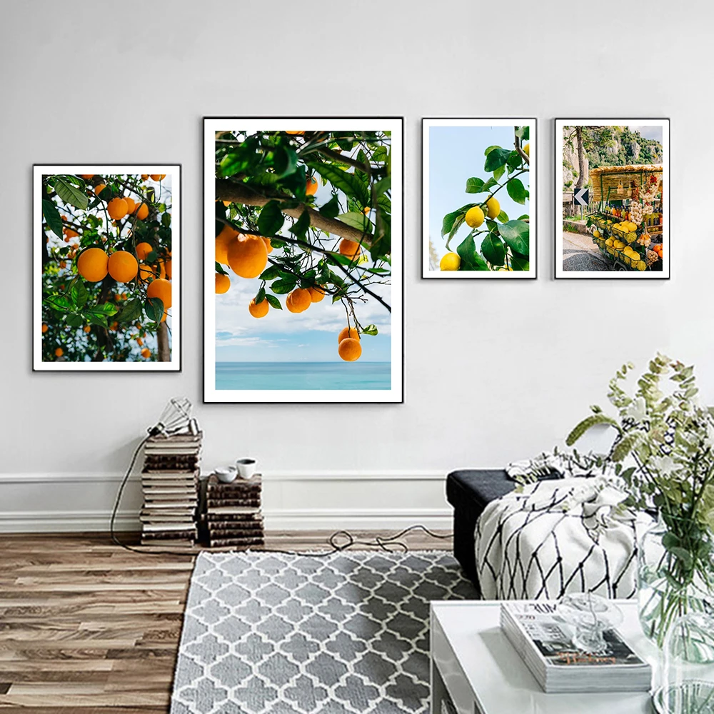 Scandinavian Style Tropical Fruits Oranges Lemons Posters Canvas Painting Wall Art Pictures for Living Room Simple Home Decor