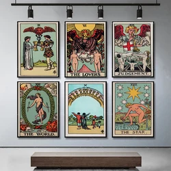 Modern Celebrity Card Poster Lover Tarot Wall Art Pictures Painting The World Trial Abstract Print Living Room Home Indoor Decor