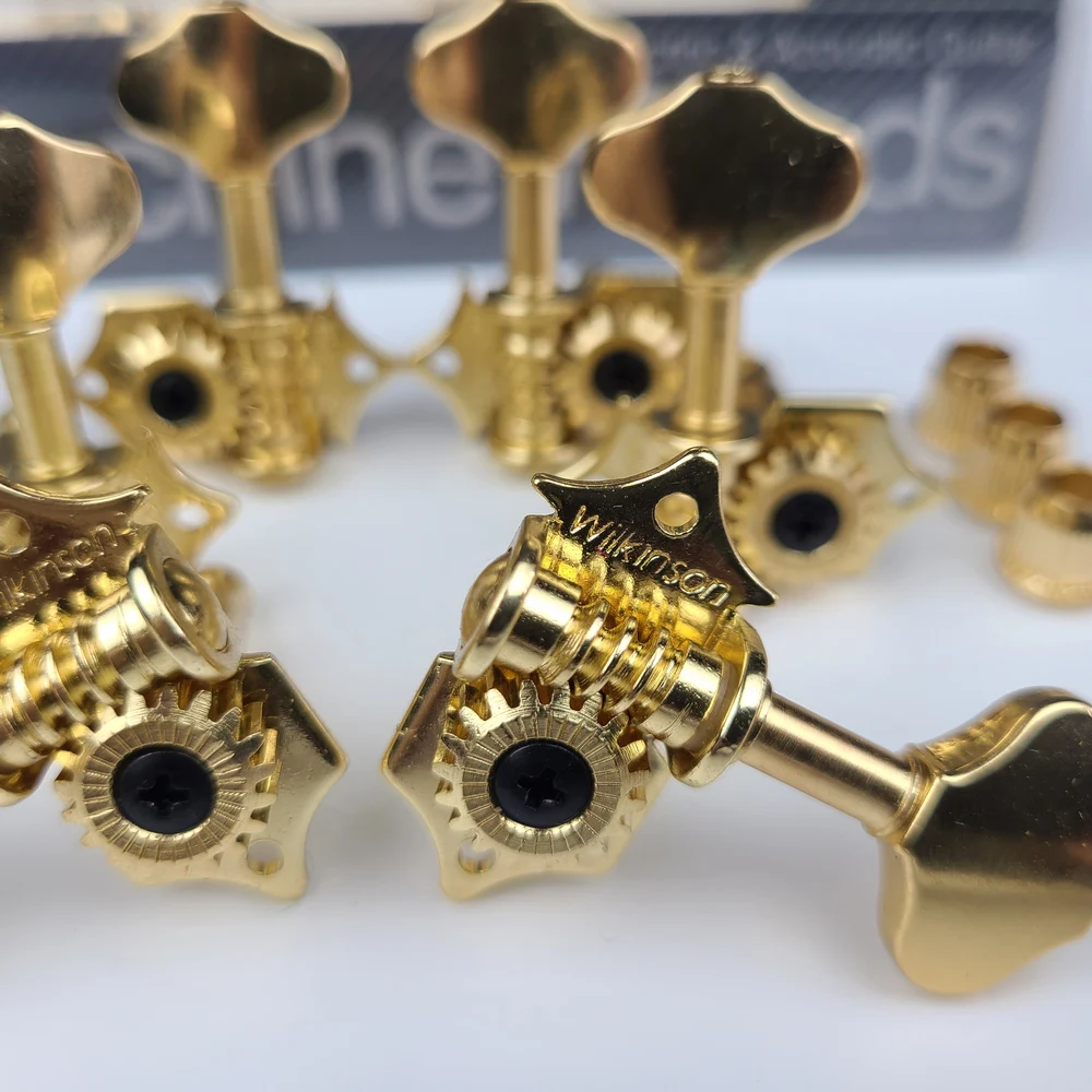 WILKINSON WJ-28N 3R3L Vintage Gold Golden Open Butterbean Guitar Tuners Machine Head Parts 19:1 Gear Ratio