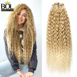 BOL Curly organiczne przedłużanie włosów 32 Cal długie syntetyczne wiązki Ombre blond sztuczne włosy dla kobiet fala wody odporne na ciepło