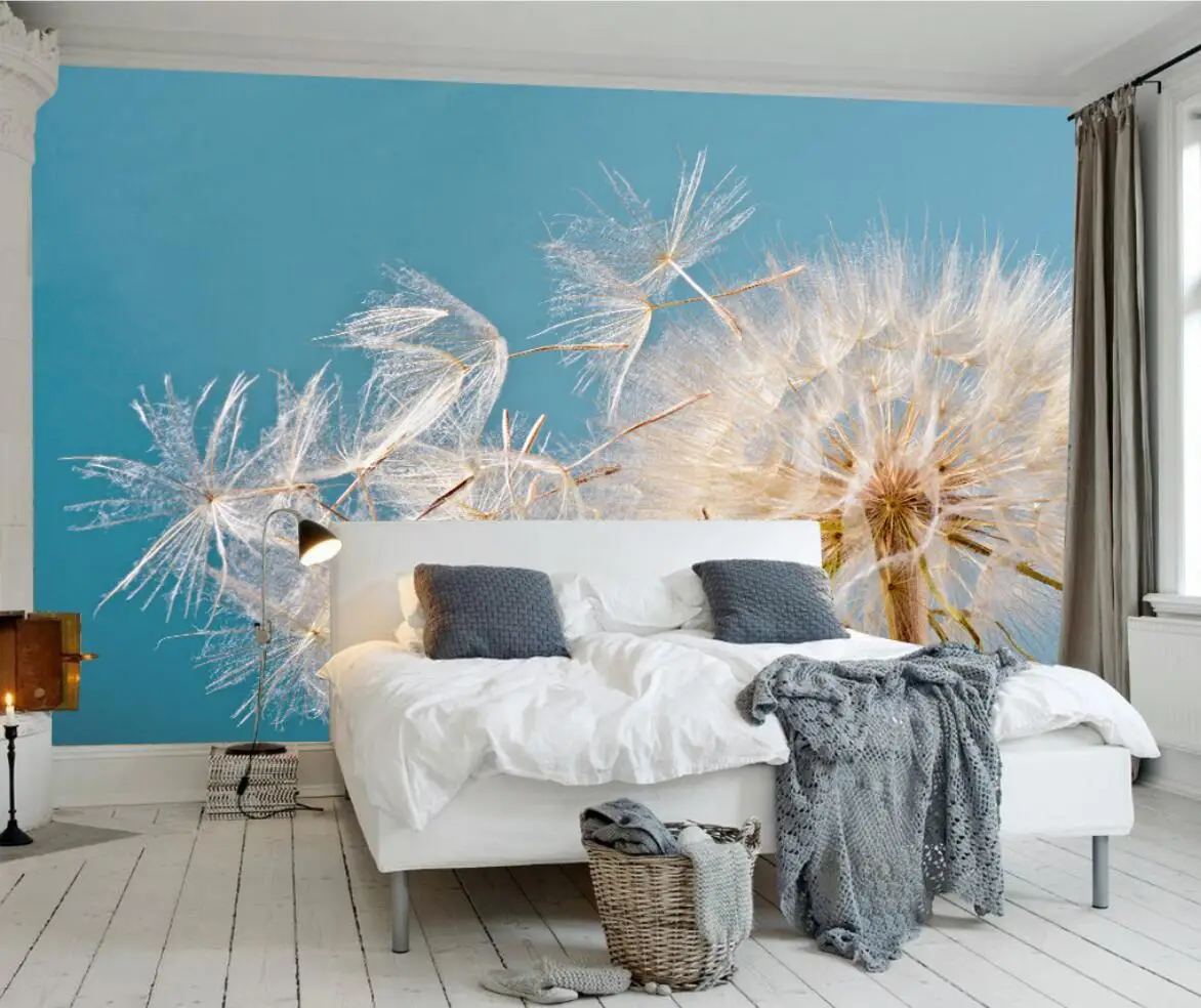 

HD blue sky dandelion mural Nordic minimalist style custom background wall home decoration living room bedroom 3d wallpaper