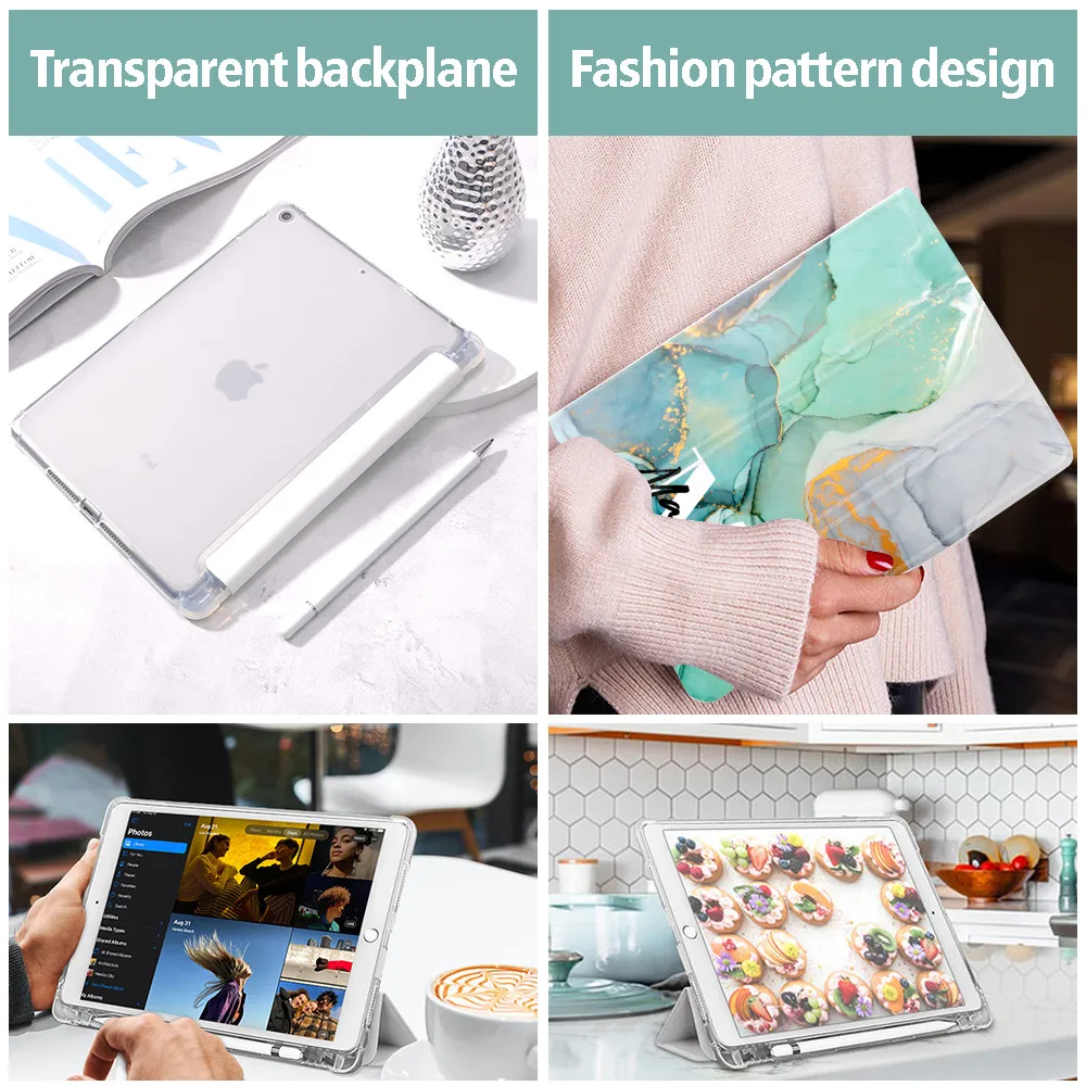 Мраморный чехол с именем на заказ для iPad Air 4, 10,9, 10,5, 10,2 дюйма, 5th, 8th, 9th Generation 12,9, iPad Pro Mini 4, 5, 6, умный чехол-пробуждение