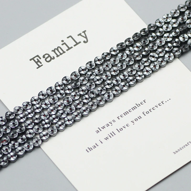 WLYeeS 4x2MM Gear COIN beads Natural Black Hematite for Flat Round Loose Beads DIY Jewelry Bracelet Earring Pendant Making 15\