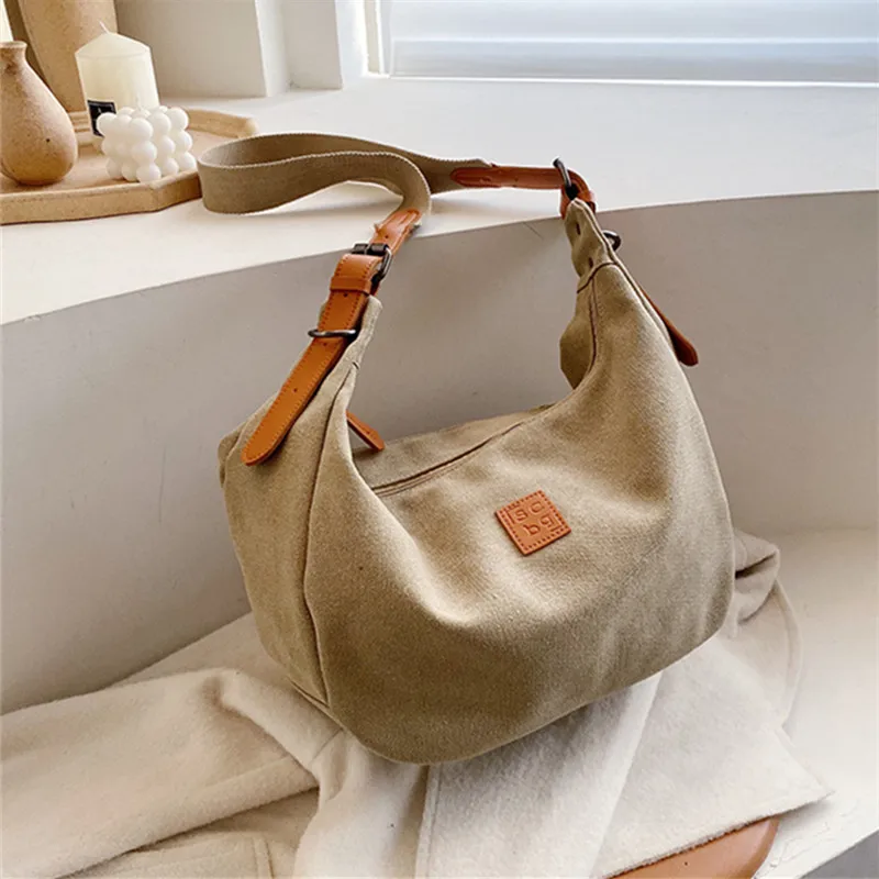 Women\'s Canvas Bag Single Shoulder Bag Girlโs Fashion Luxury Messenger Bag Big Vintage Bag Dumpling Bag Purse Handbags 2022 New