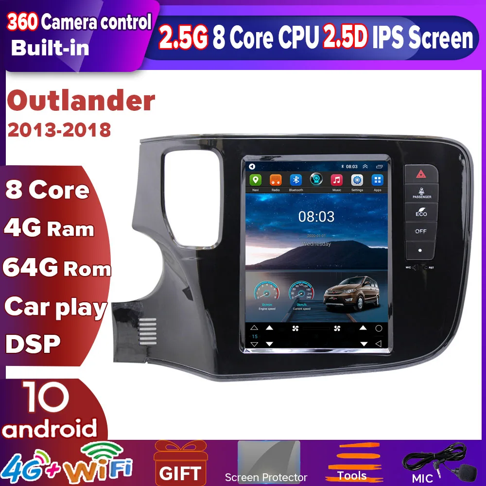 

Android 10 10.4" Vertical Screen Tesla Style Car GPS multimedia Auto Radio Navigation Player for Mitsubishi Outlander 2013-2018