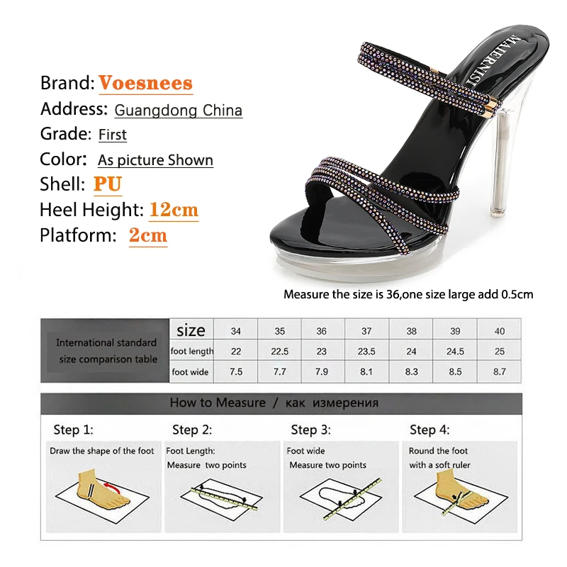 Voesnees Summer Crystal Sandals Slippers Women High Heels 10CM Colored Diamond Party Sandals Nightclub Platform Steel Pipe Shoes