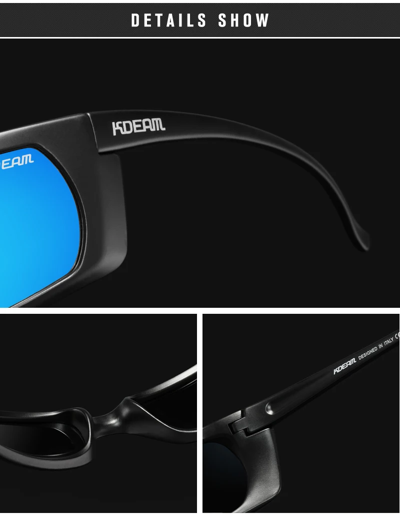 KDEAM Outdoor Sport Brille Polarisierte Sonnenbrille Männer Einzigartig Shaped Gläser Mit Harten Box Minimal Design 2021 – Detail 3