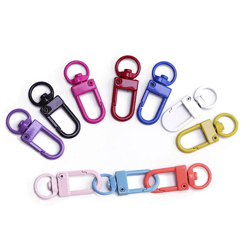 10pcs Color Spray Paint Baking Keychain Key Ring Spring Buckle 8 Word Buckle Shrimp Buckle Bag Buckle Jewelry Accessories