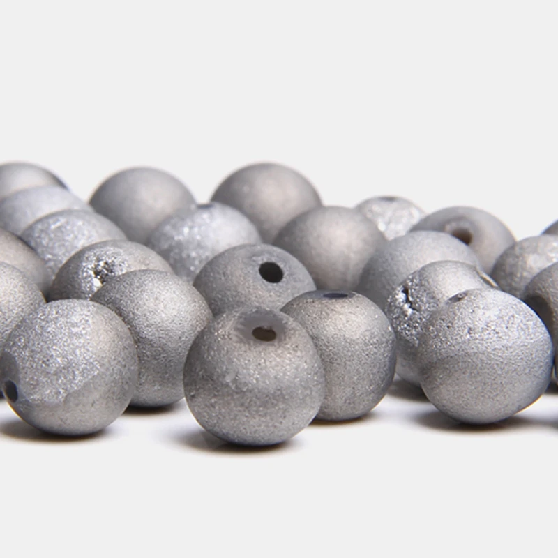 Natural gray Druzy Agates Crystal Druzy stone beads loose spacer beads for jewelry making bracelet 6 8 10 12 mm diy high quality