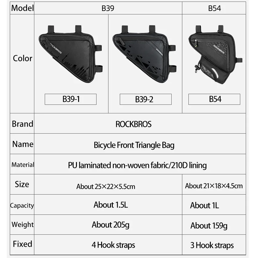 ROCKBROS Bicycle Bag Ultra-light Tube Bike Storage Bag Triangle Saddle Frame Pouch for Cycling Outdoor Sports Bike Accessories