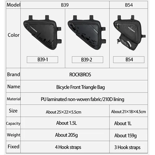 Imagen 2 del producto ROCKBROS-bolsa para bicicleta ultraligera, bolsa de almacenamiento para bicicleta, bolsa triangular para marco de sillín, accesorios para ciclismo, deportes al aire libre