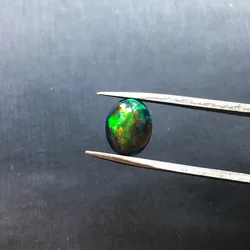 VANTJ Real natural black opal loose gemstones 1PC oval shape flat back cabochon stone for jewelry making for women party gift