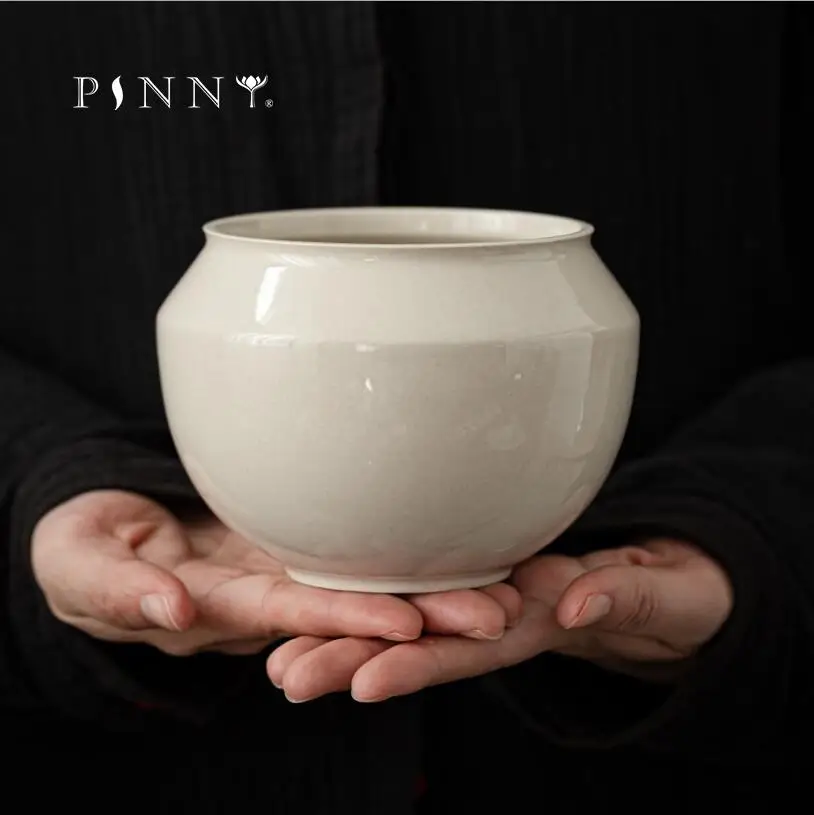 

PINNY 450ML Plant Ash Glaze Ceramic Tea Wash Bowls Retro Water Bowl Chinese Kung Fu Tea Accessories