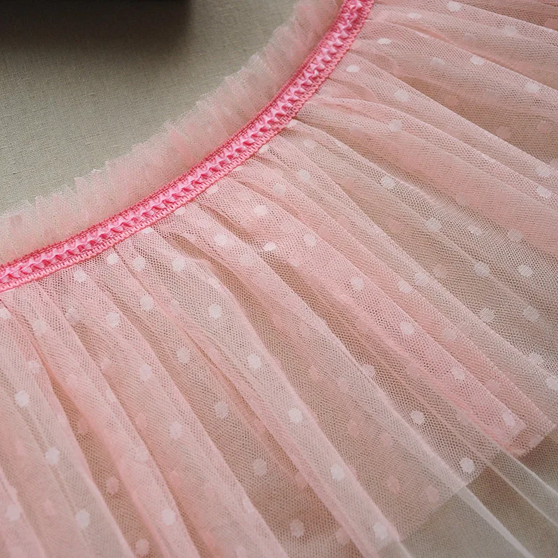 5Meters Wide 25cm One Edge Ruffled Tulle Lace Fabric DIY Ladies Children's Doll Clothing Skirt Hem Dress Trim Accessories